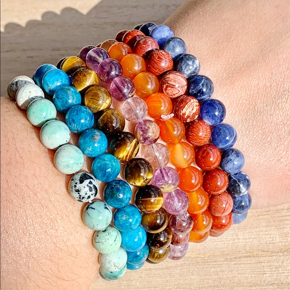 Chakra Bracelet Gemstone Set 7 Bracelets Handmade - Picture 1 of 9
